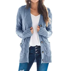 Large Long Sleeve Size Cardigan Knitted Women's Mid-length Coat