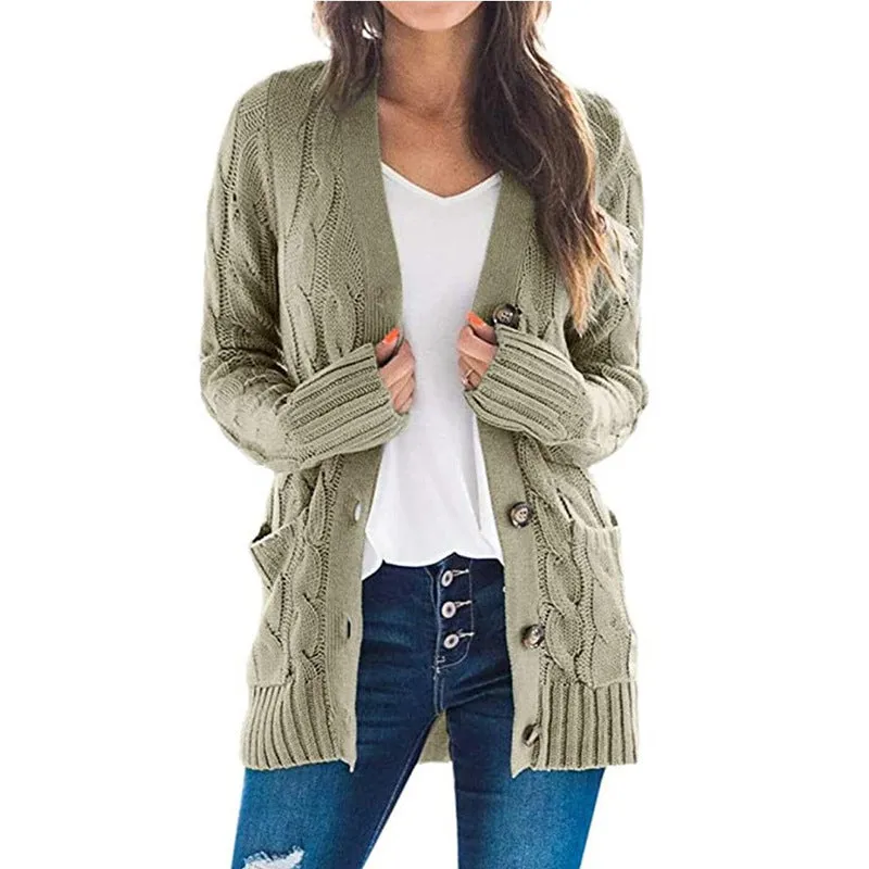 Large Long Sleeve Size Cardigan Knitted Women's Mid-length Coat