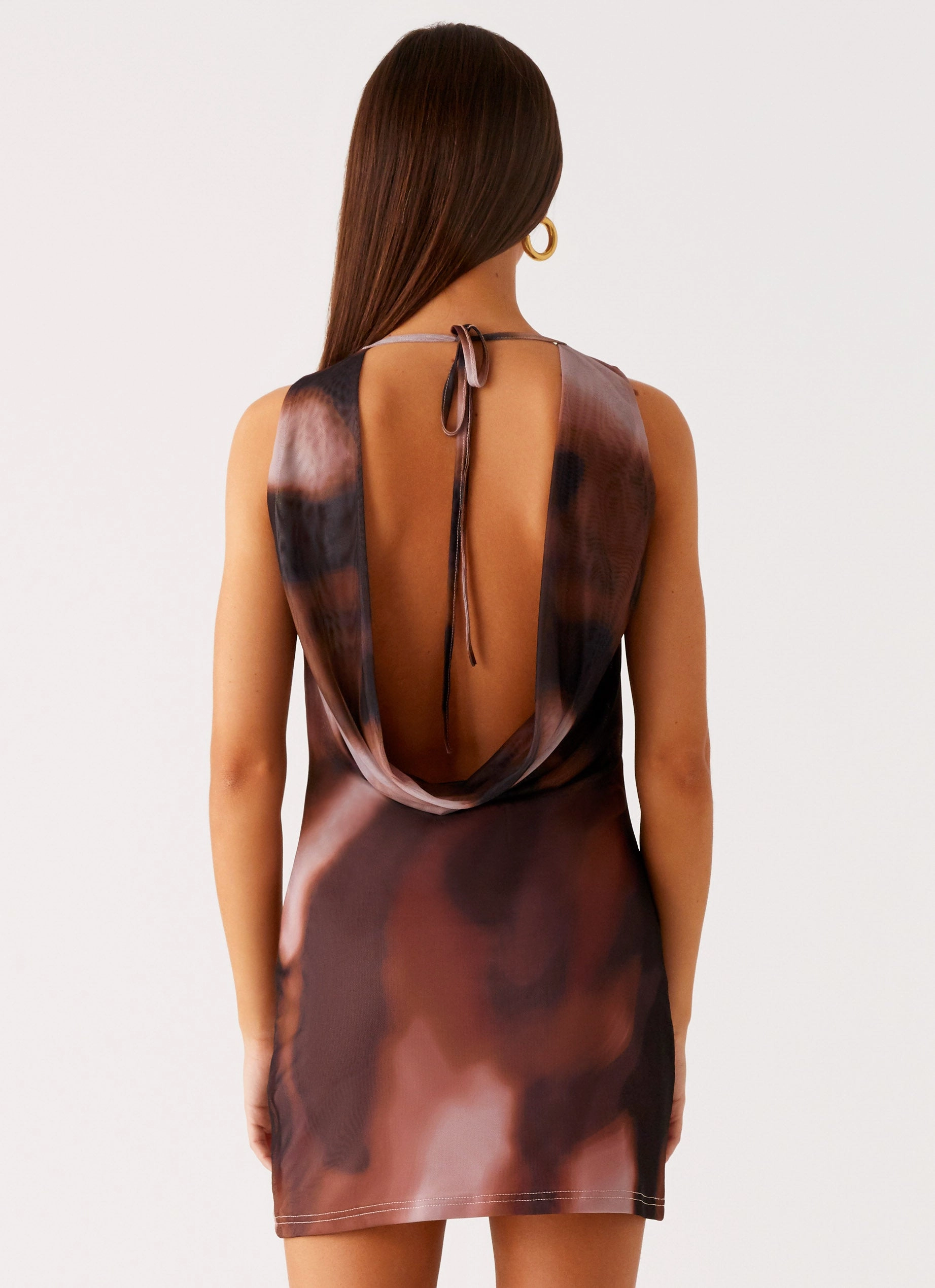 Simple Bow Simple Shape Larson Mini Dress - Black Gradient