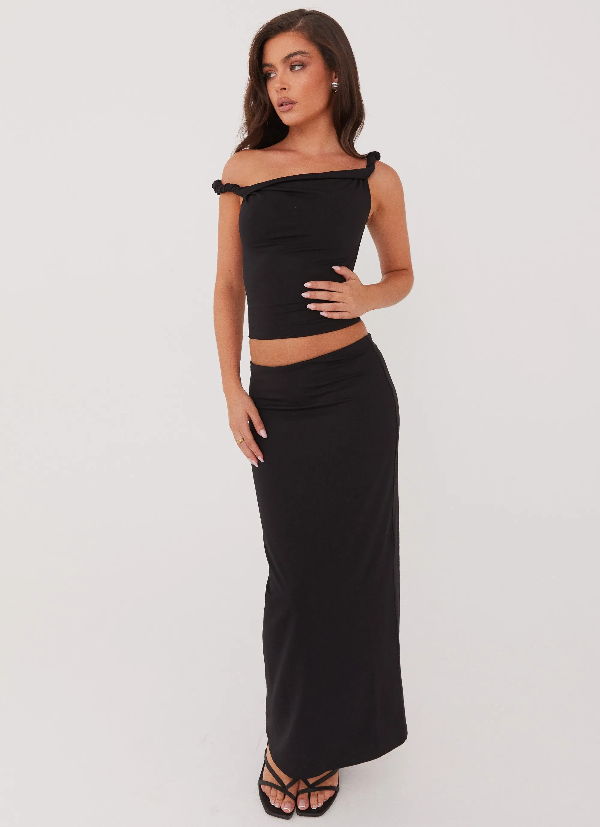Runway Inspired Solace Soul Maxi Skirt - Black