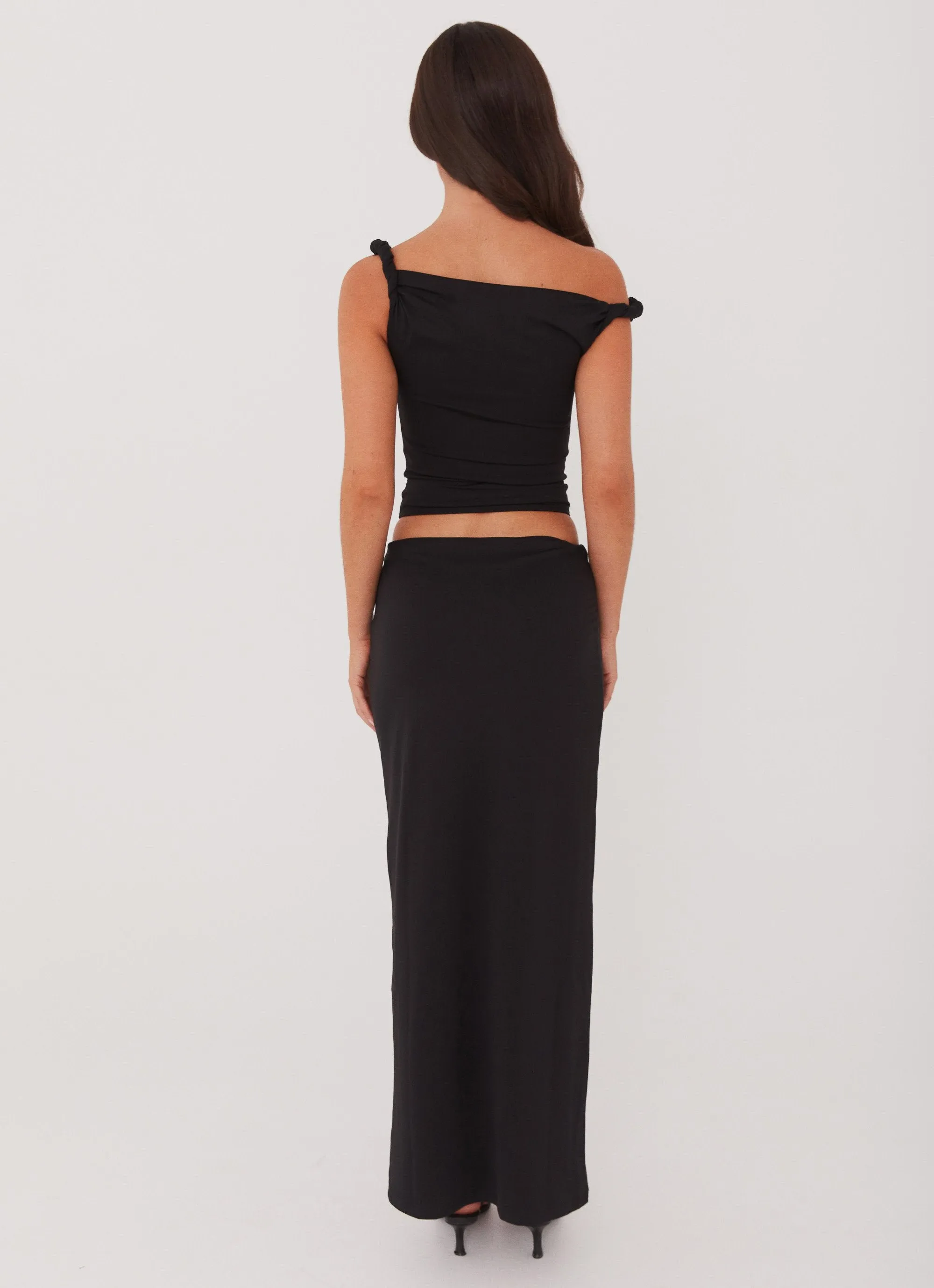 Solace Soul Maxi Skirt - Black Minimalist Trim Limited Release