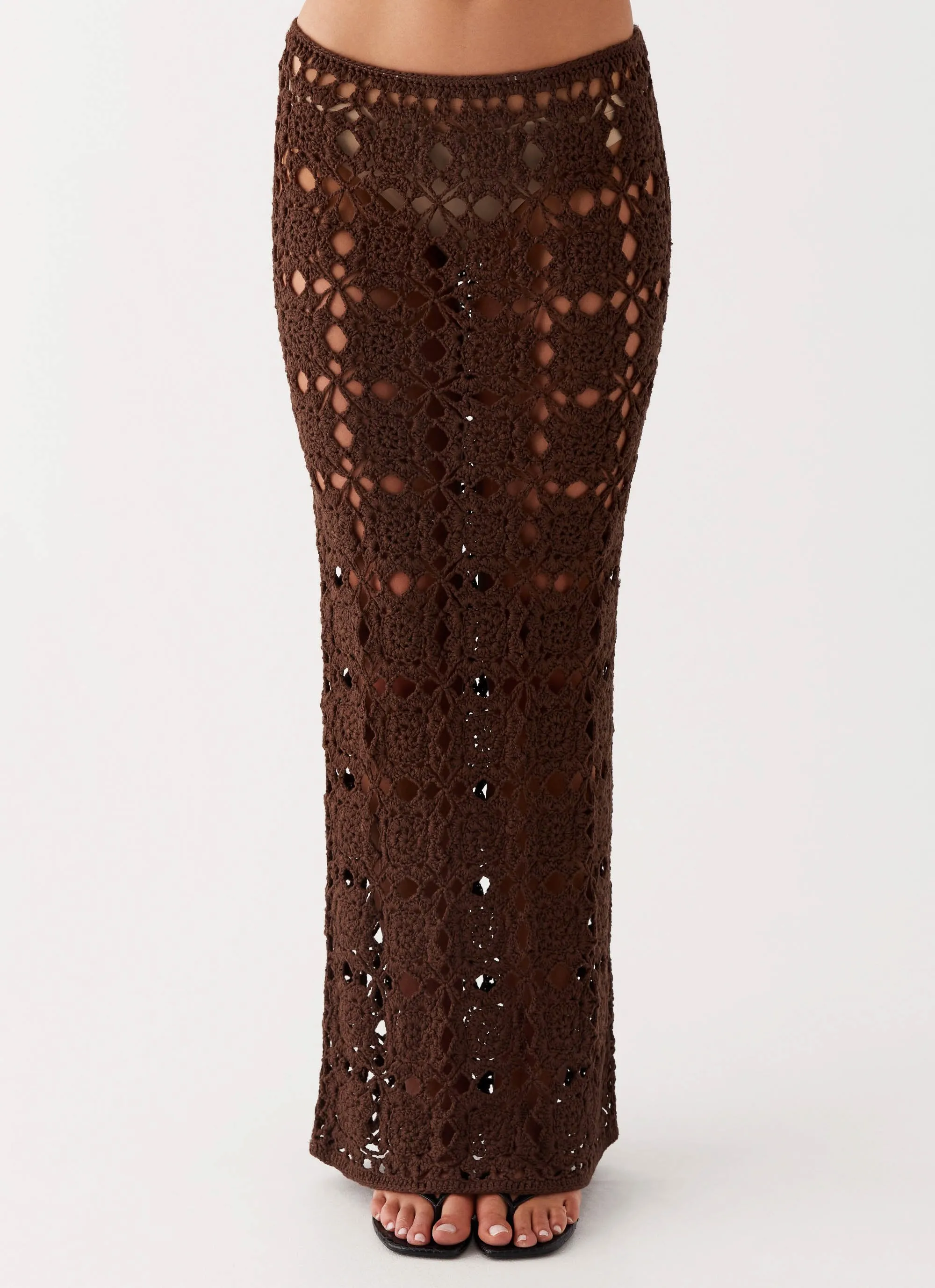 Sorrentino Crochet Maxi Skirt - Chocolate Texture Play
