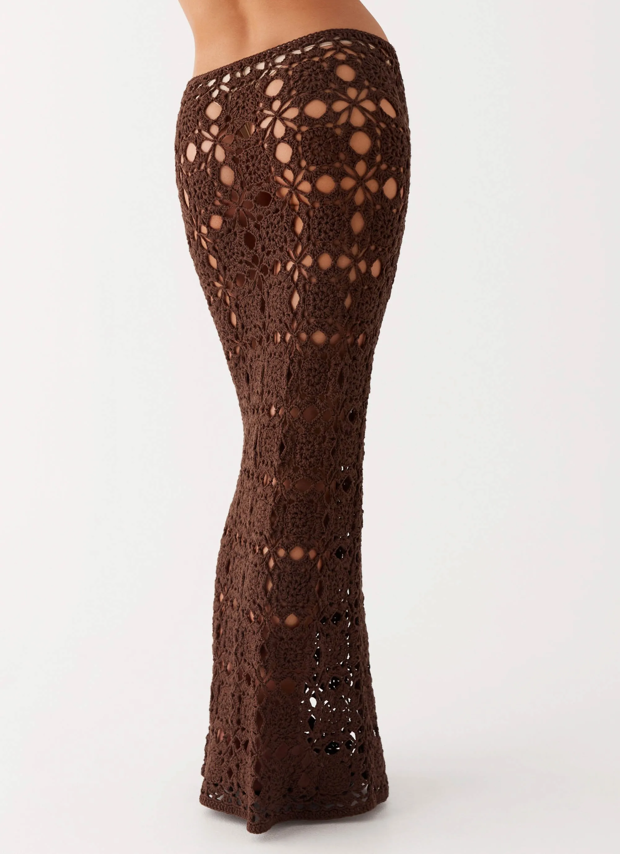 Thermal Regulating flared silhouette Sorrentino Crochet Maxi Skirt - Chocolate
