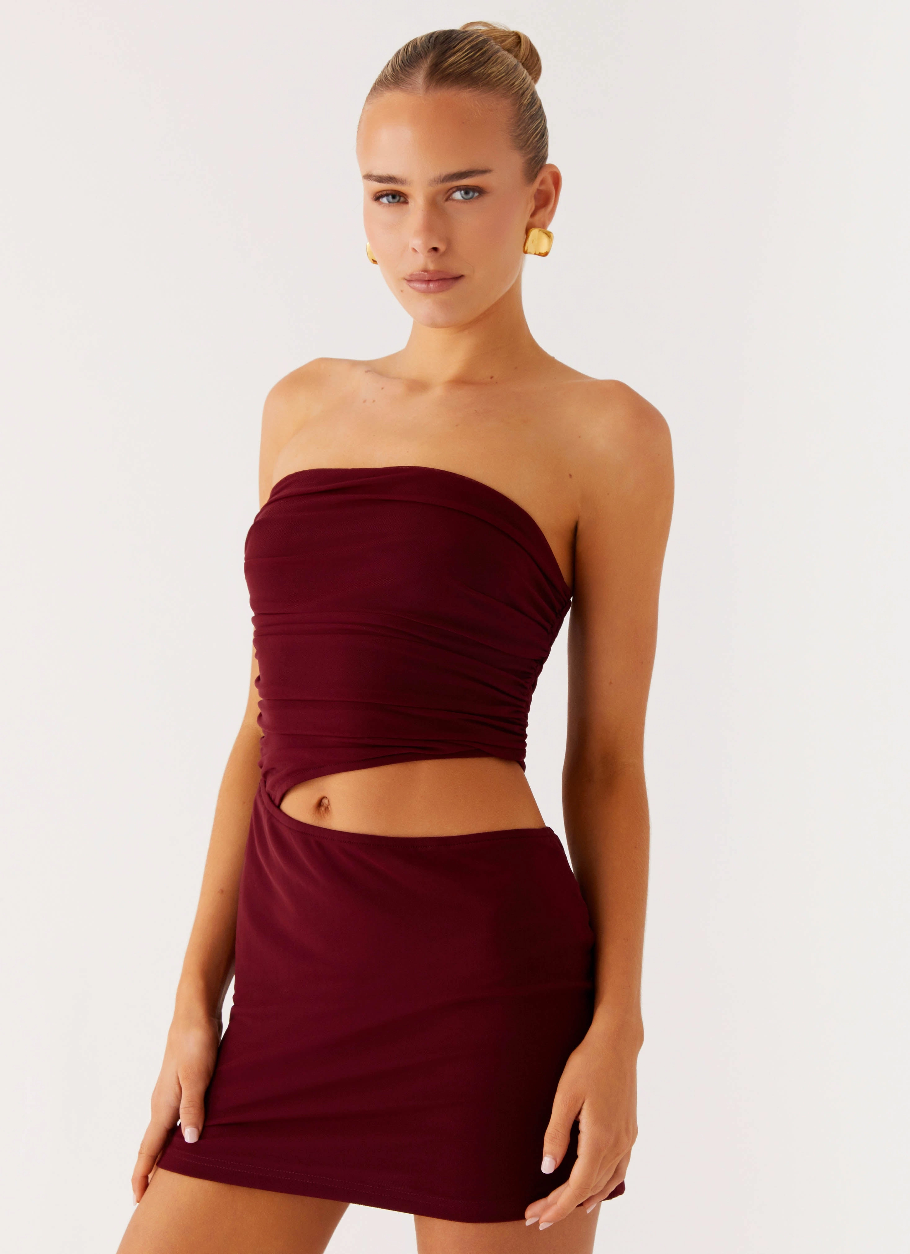 Fluid Shape Last Heartbreak Mini Dress - Burgundy