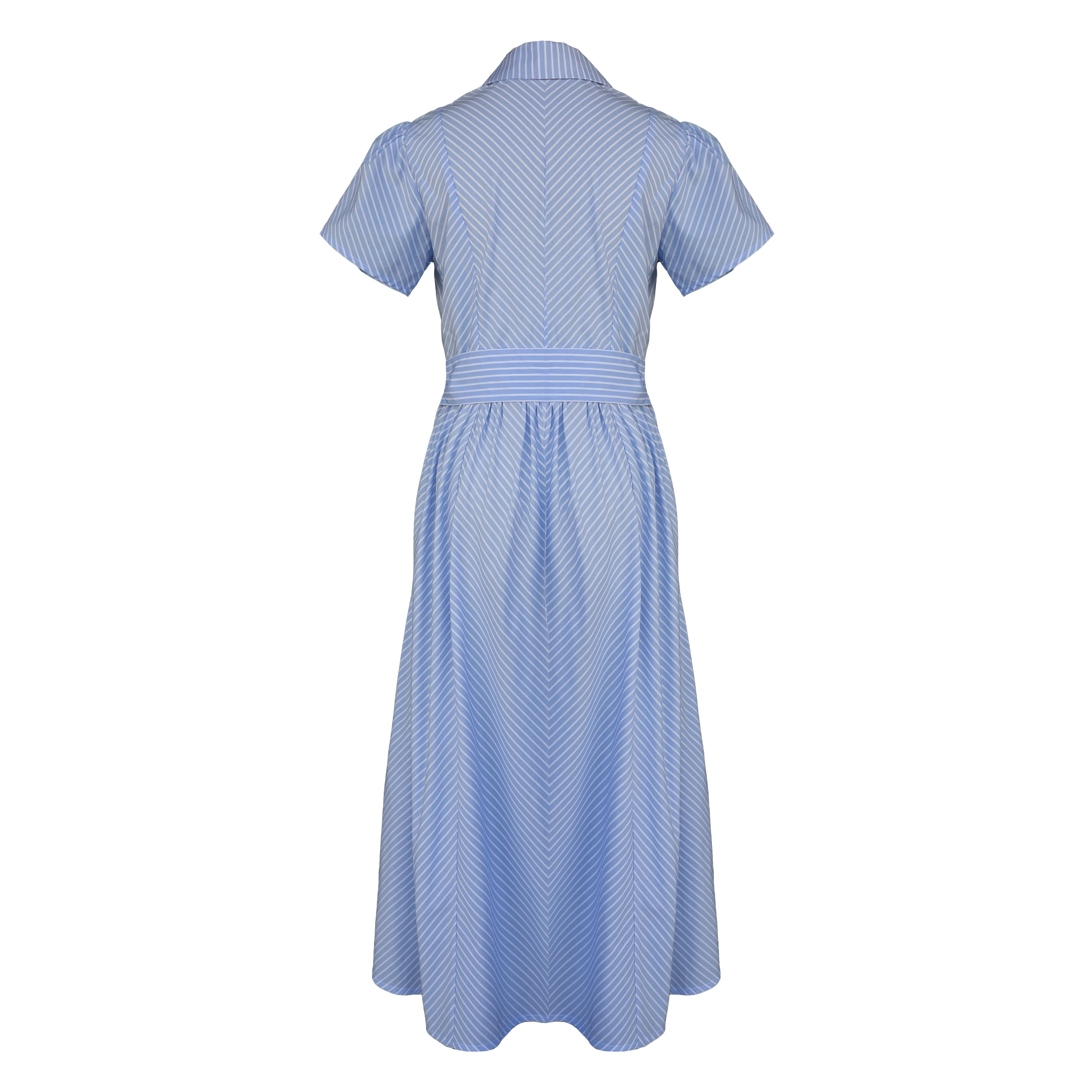 MASON'S DAUGHTER Noah Dress, Blue & White Striped Poplin City-Style