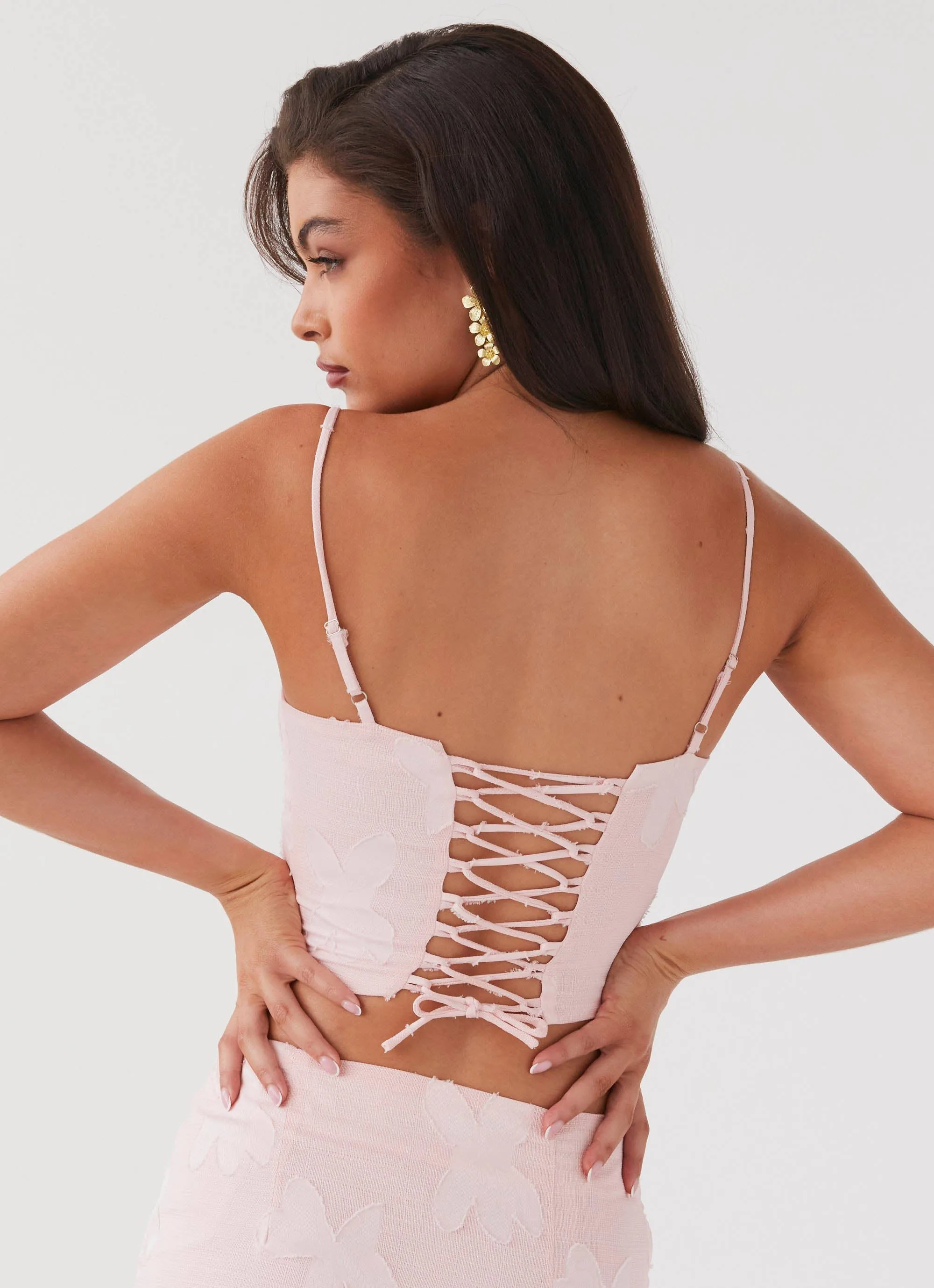 Best Love Lace Up Top - Pink Petal preshrunk