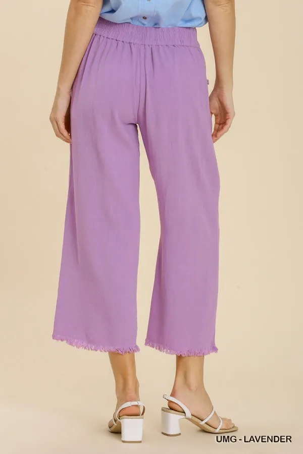 Lavender Linen Blend  Pant w/ Elastic Waist