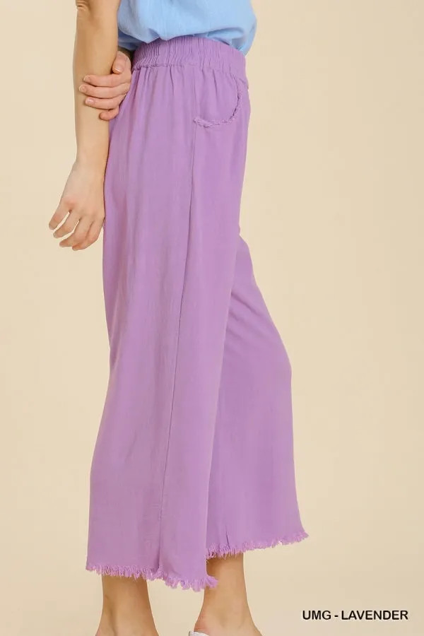Lavender Linen Blend  Pant w/ Elastic Waist