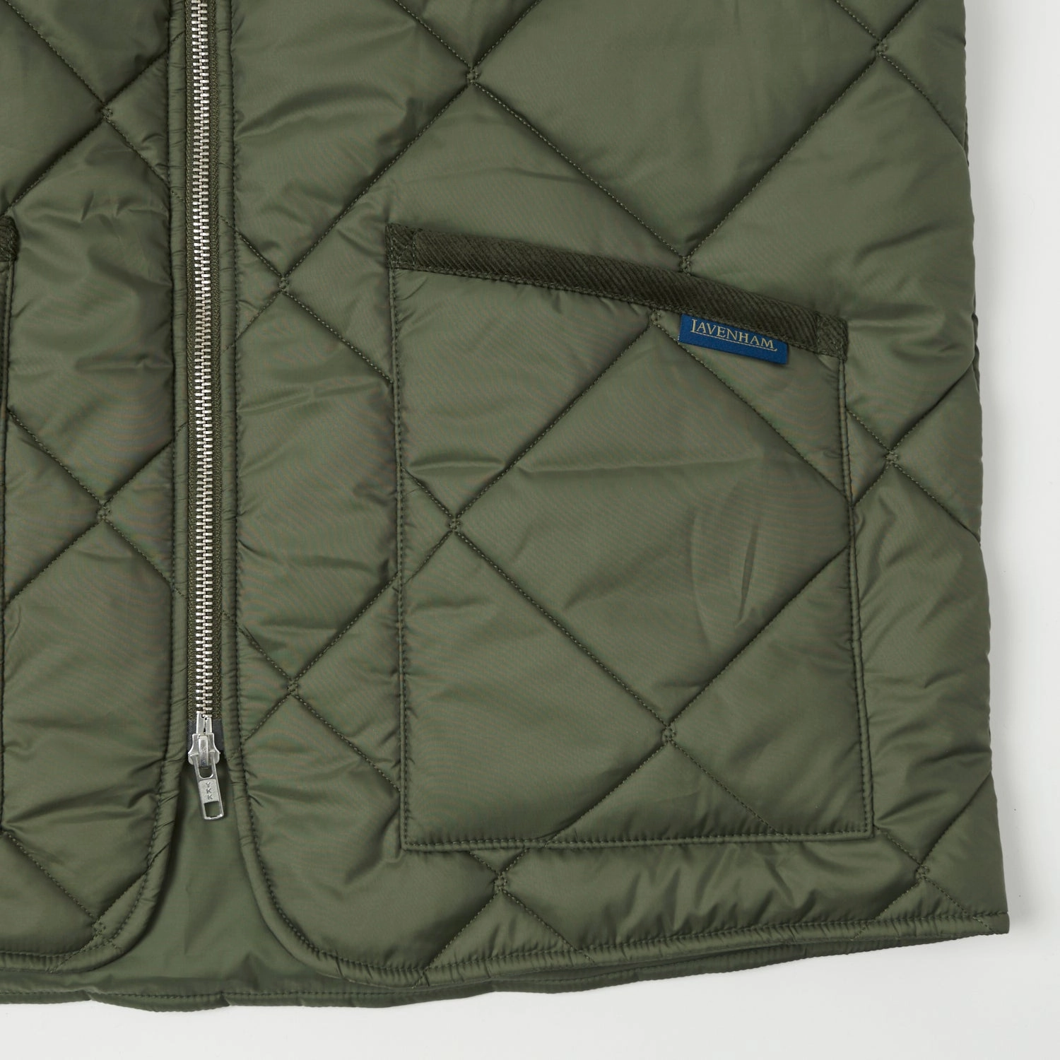 Lavenham Big Quilt Bomber Gilet - Olive Green