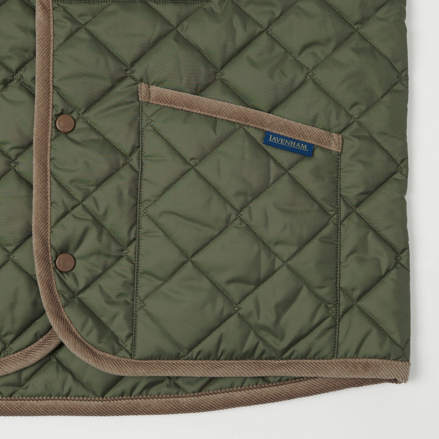 Lavenham Thornham Quilted Gilet - Olive Green/Olive Green