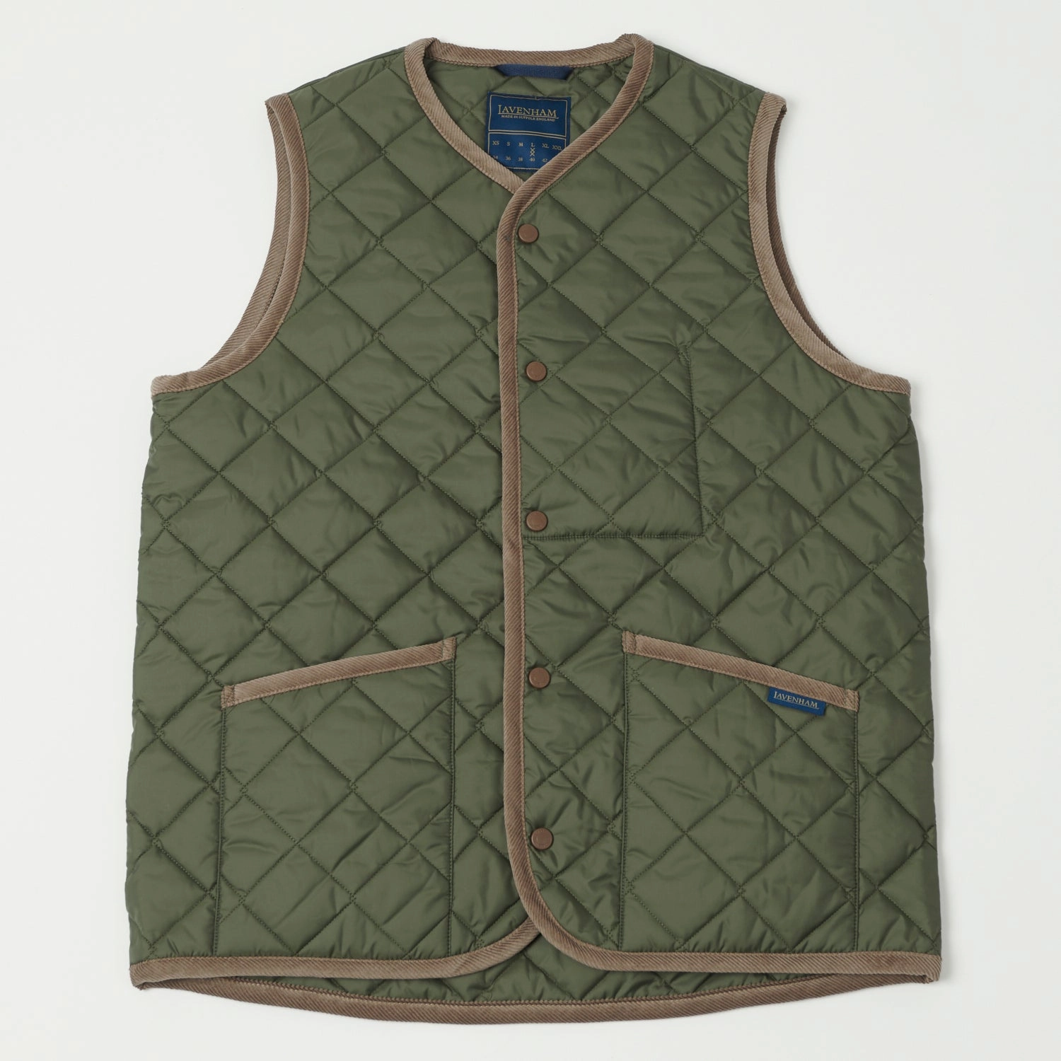 Lavenham Thornham Quilted Gilet - Olive Green/Olive Green