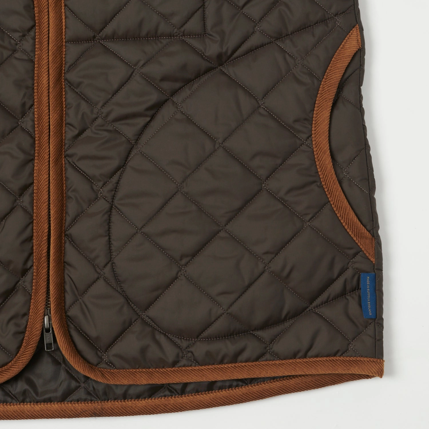 Lavenham Zip Bomber Gilet - Dark Chocolate