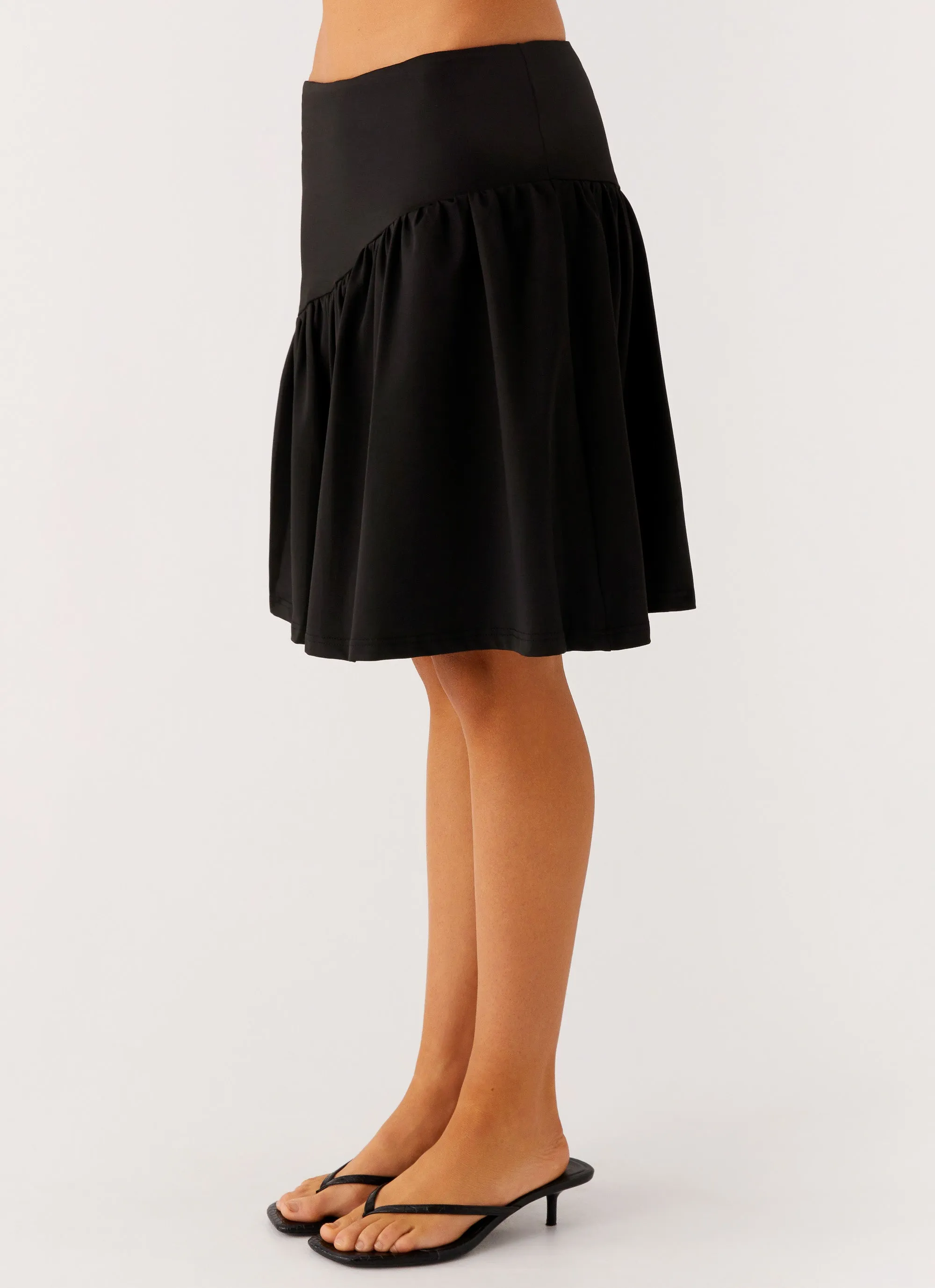 Rayna Midi Skirt - Black Pocket Design