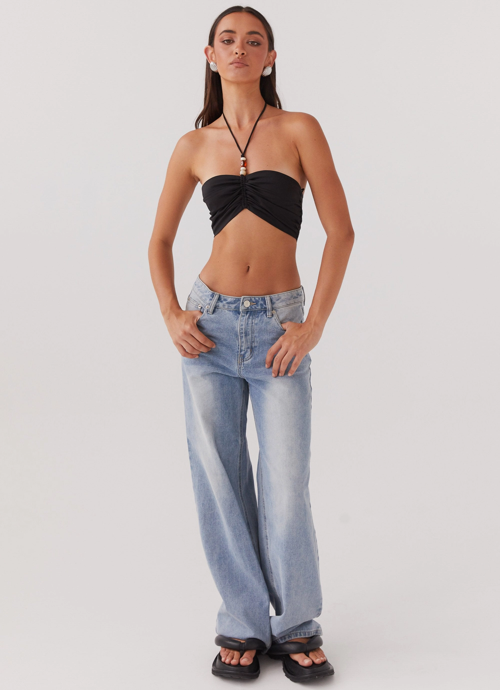 Greta Beaded Top - Black NonFade Dye