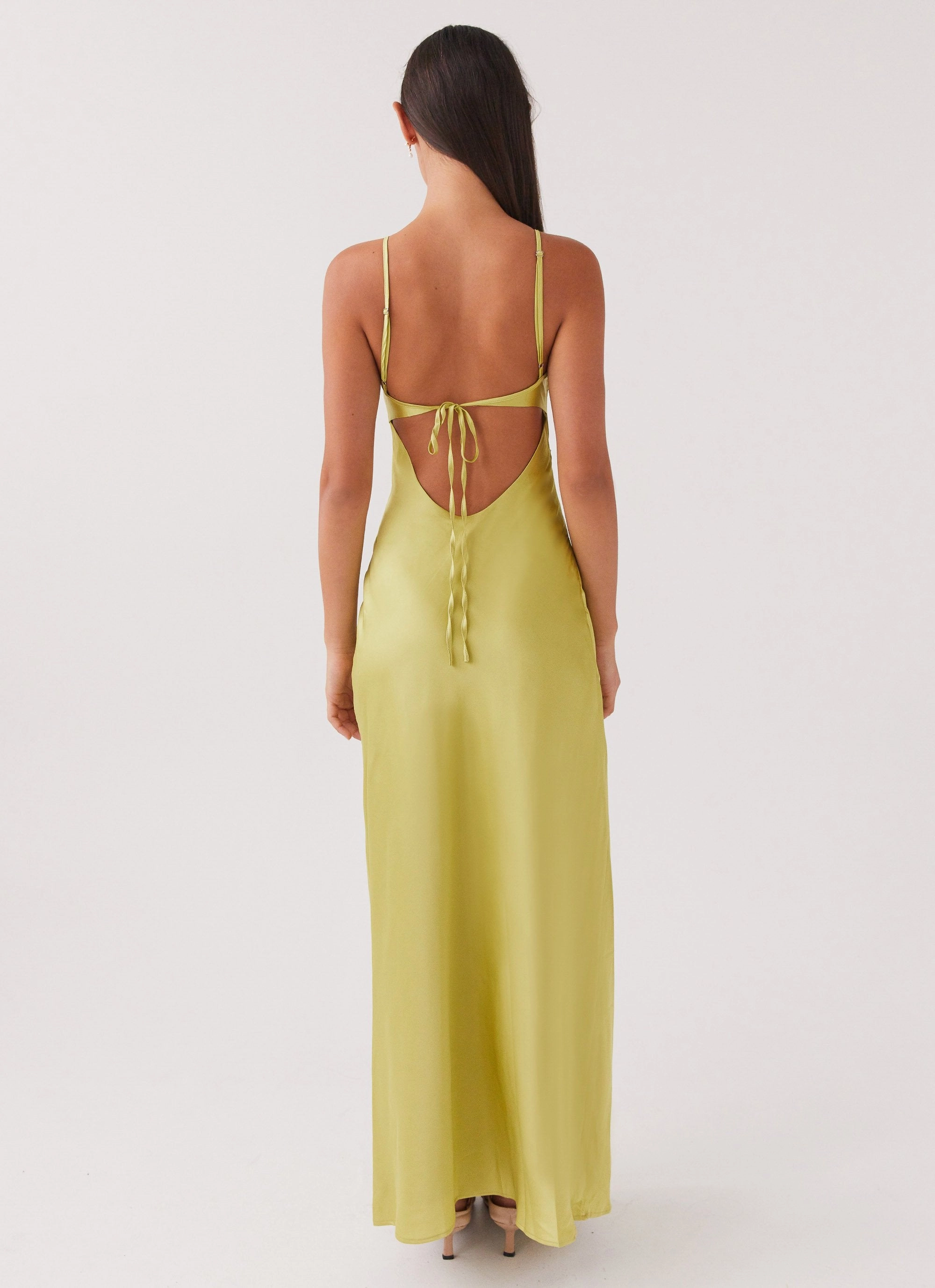 Raylie Cut Out Maxi Dress - Chartreuse Simple Bow Smooth Look
