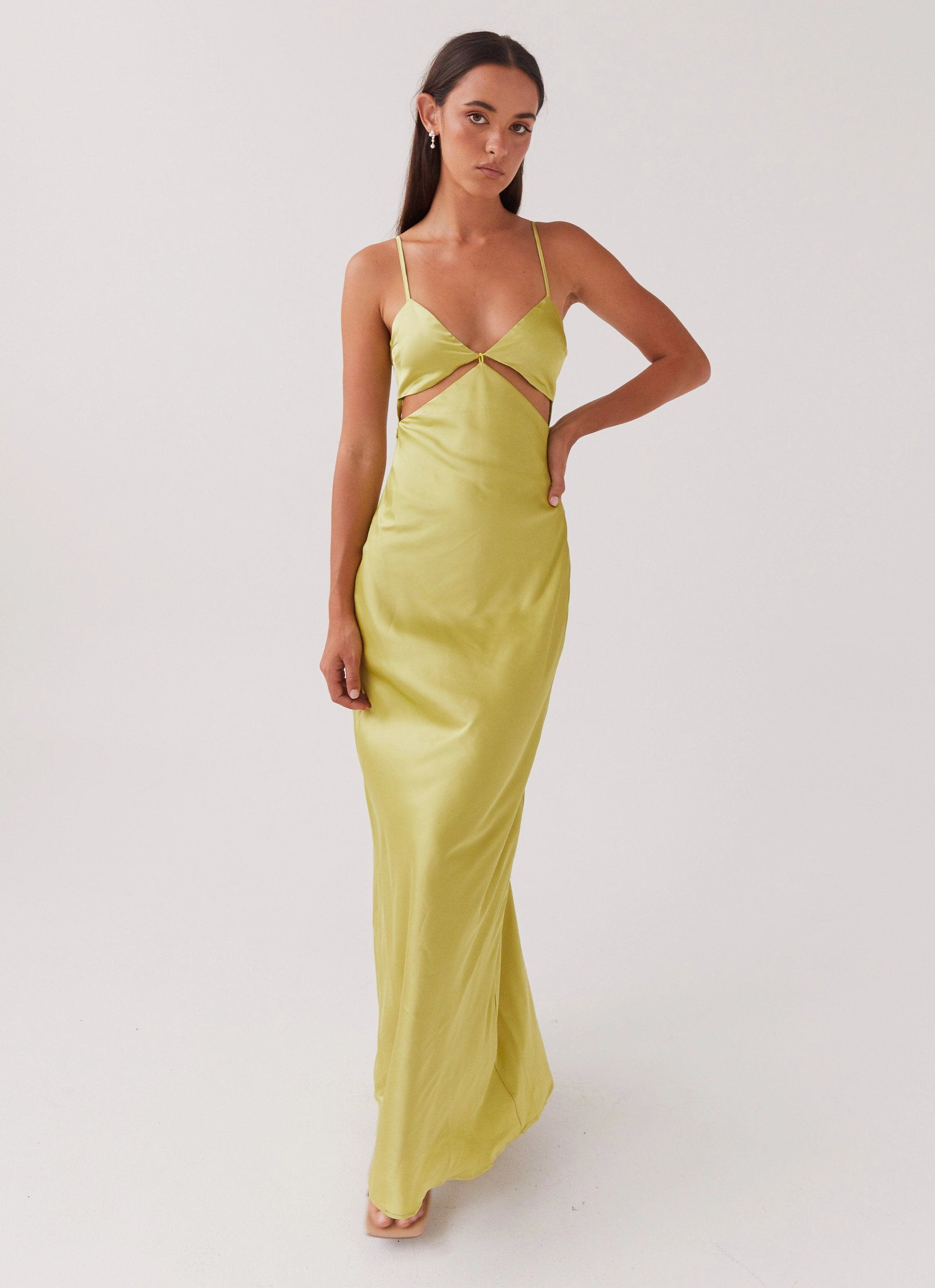 Raylie Cut Out Maxi Dress - Chartreuse Season Ready