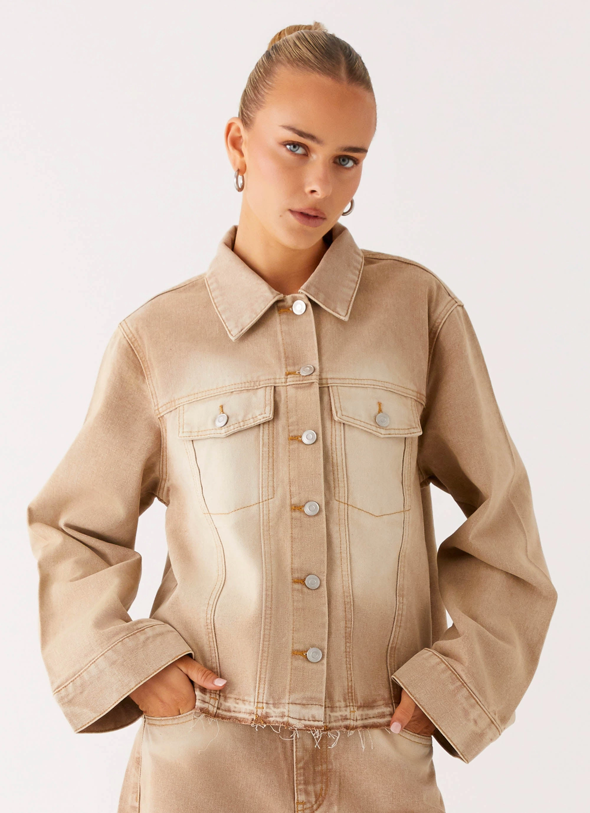Khalil Denim Jacket - Tan Oversized Fit