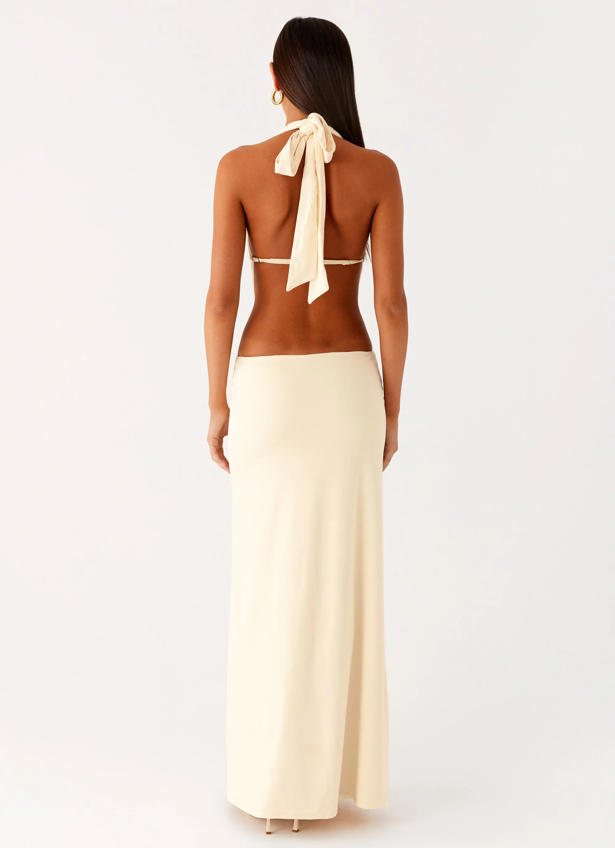 Torina Halter Maxi Dress - Lemon All-Ages Fit Smooth Texture