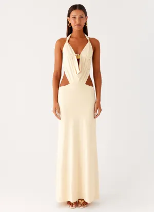 Layering Piece Torina Halter Maxi Dress - Lemon Fast Drying Torina Halter Maxi Dress - Lemon