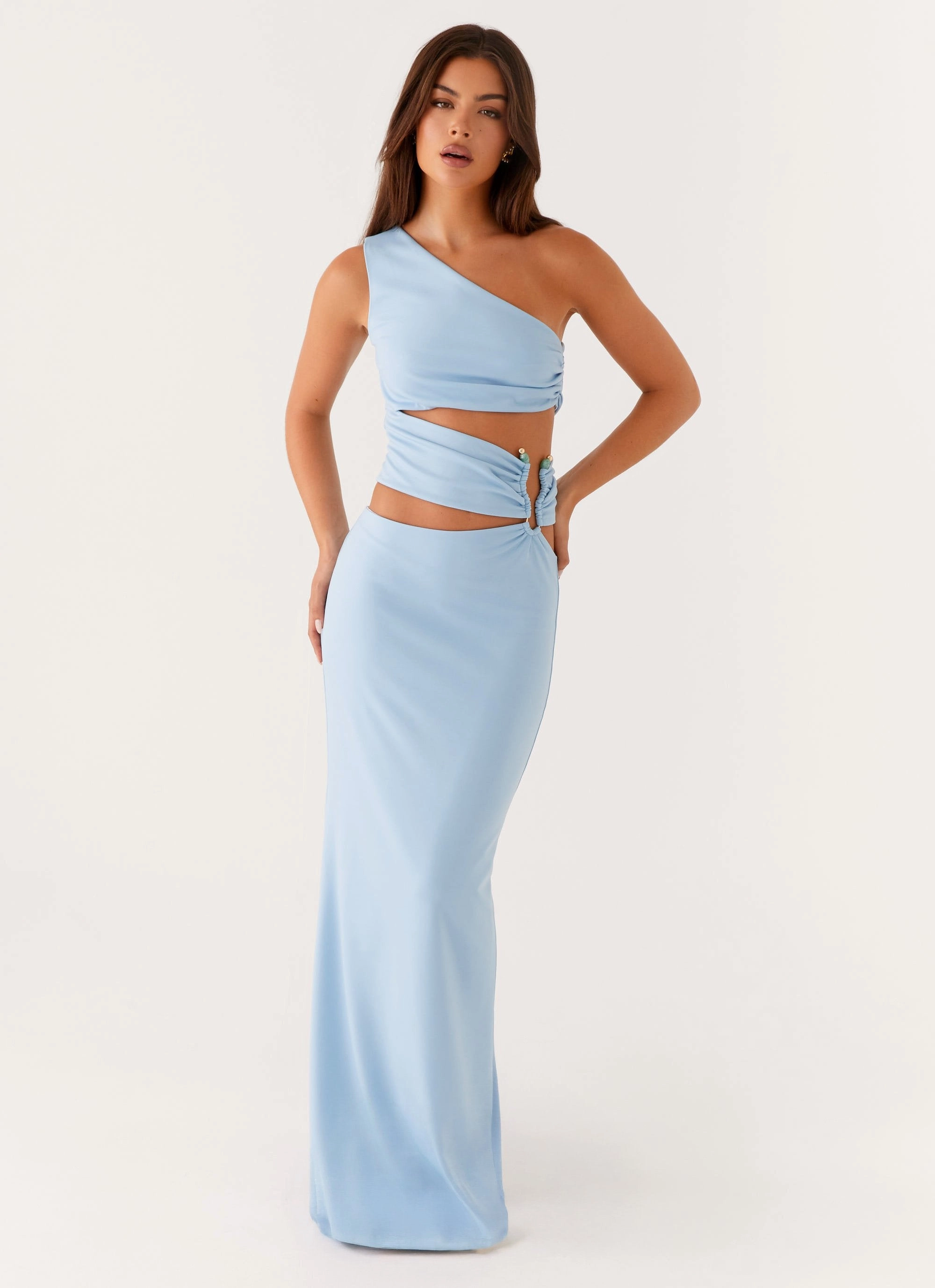 Built-In-Slip Laylani Cut Out Maxi Dress - Blue