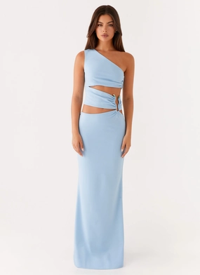 Laylani Cut Out Maxi Dress - Blue Relaxed and Effortless