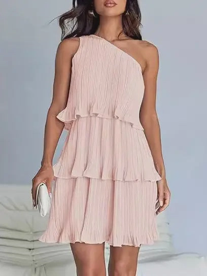 Leah One Shoulder Dress (FINAL SALE) WrinkleResistantFinish VentilatedArmholes