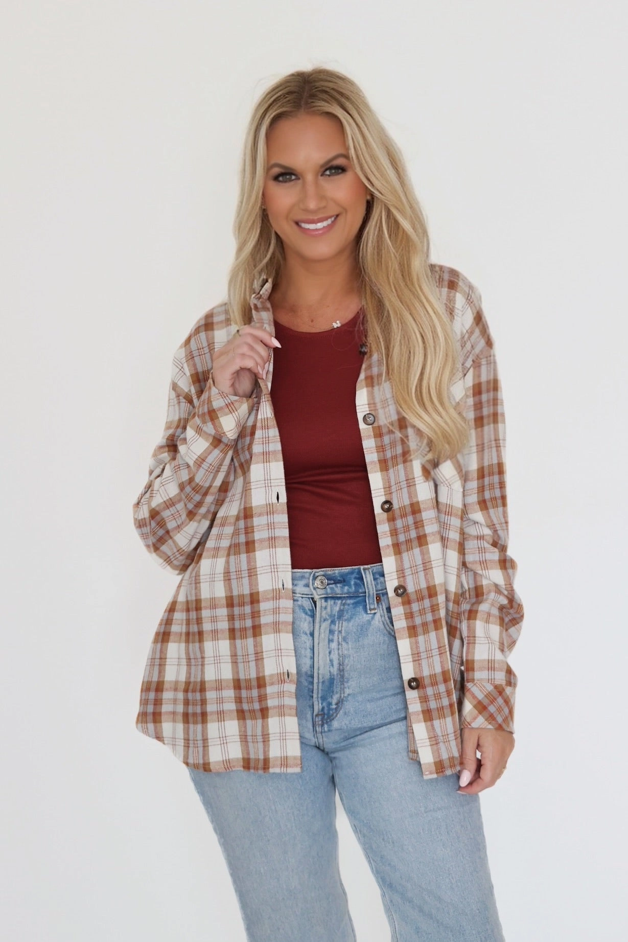 Leah Plaid Shirt - Camel Soft Cotton Ethical production