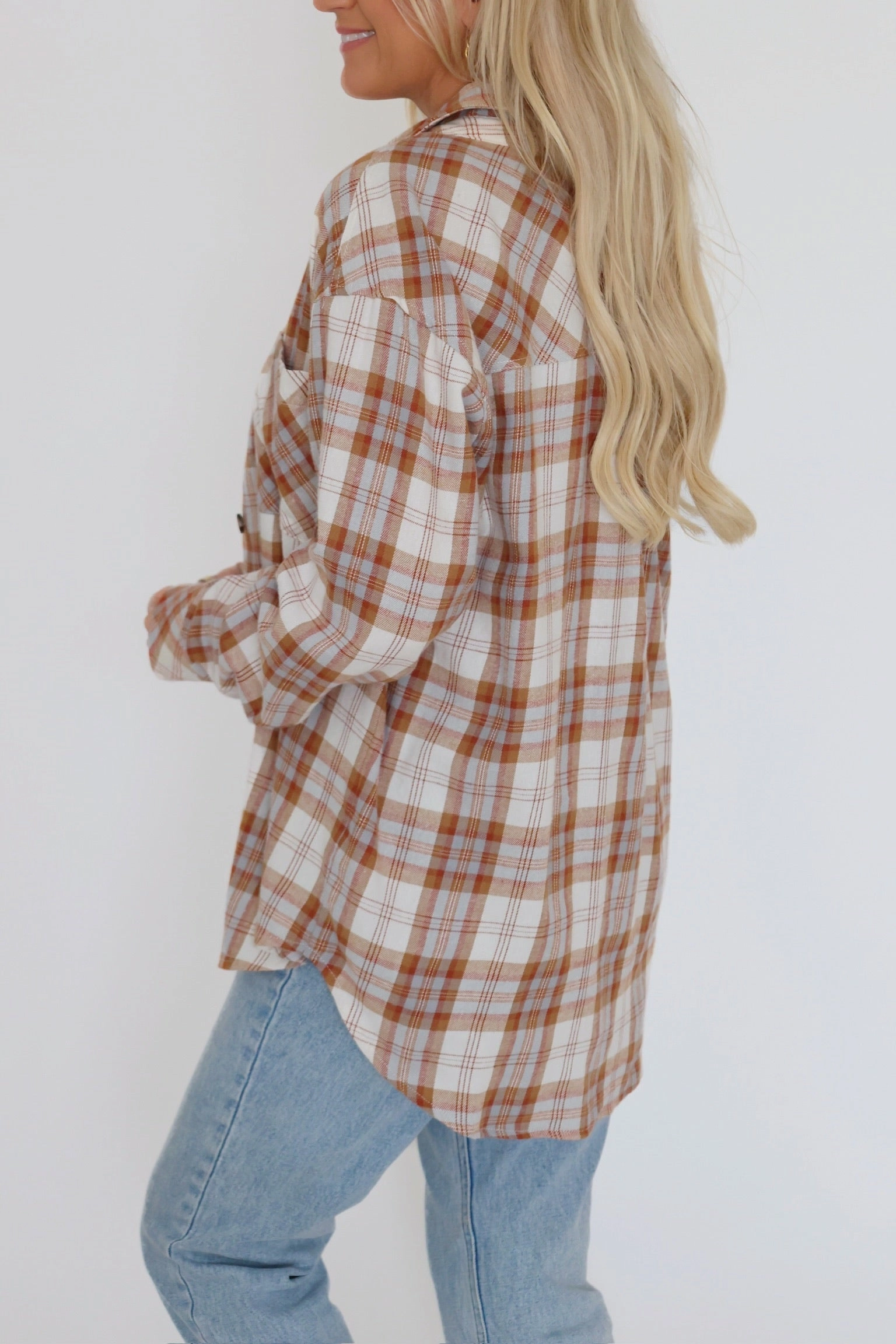 RelaxedFit Leah Plaid Shirt - Camel