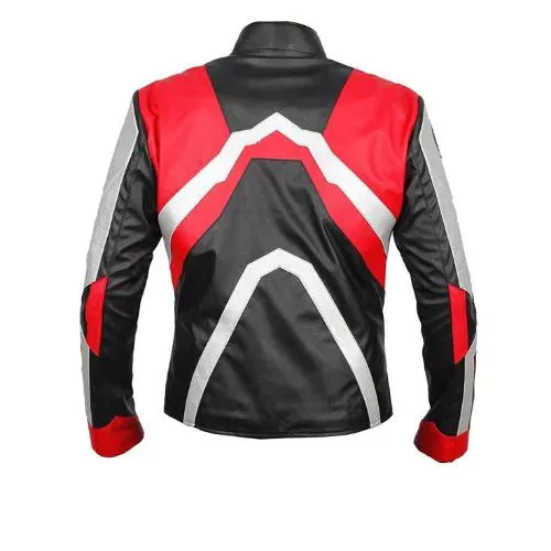 Leather Jackets Hub Mens Genuine Lambskin Leather Jacket (Black-White-Red, Avengers) - LJH1089