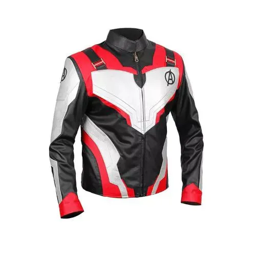 Leather Jackets Hub Mens Genuine Lambskin Leather Jacket (Black-White-Red, Avengers) - LJH1089