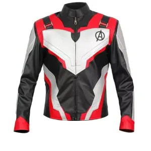 Leather Jackets Hub Mens Genuine Lambskin Leather Jacket (Black-White-Red, Avengers) - LJH1089