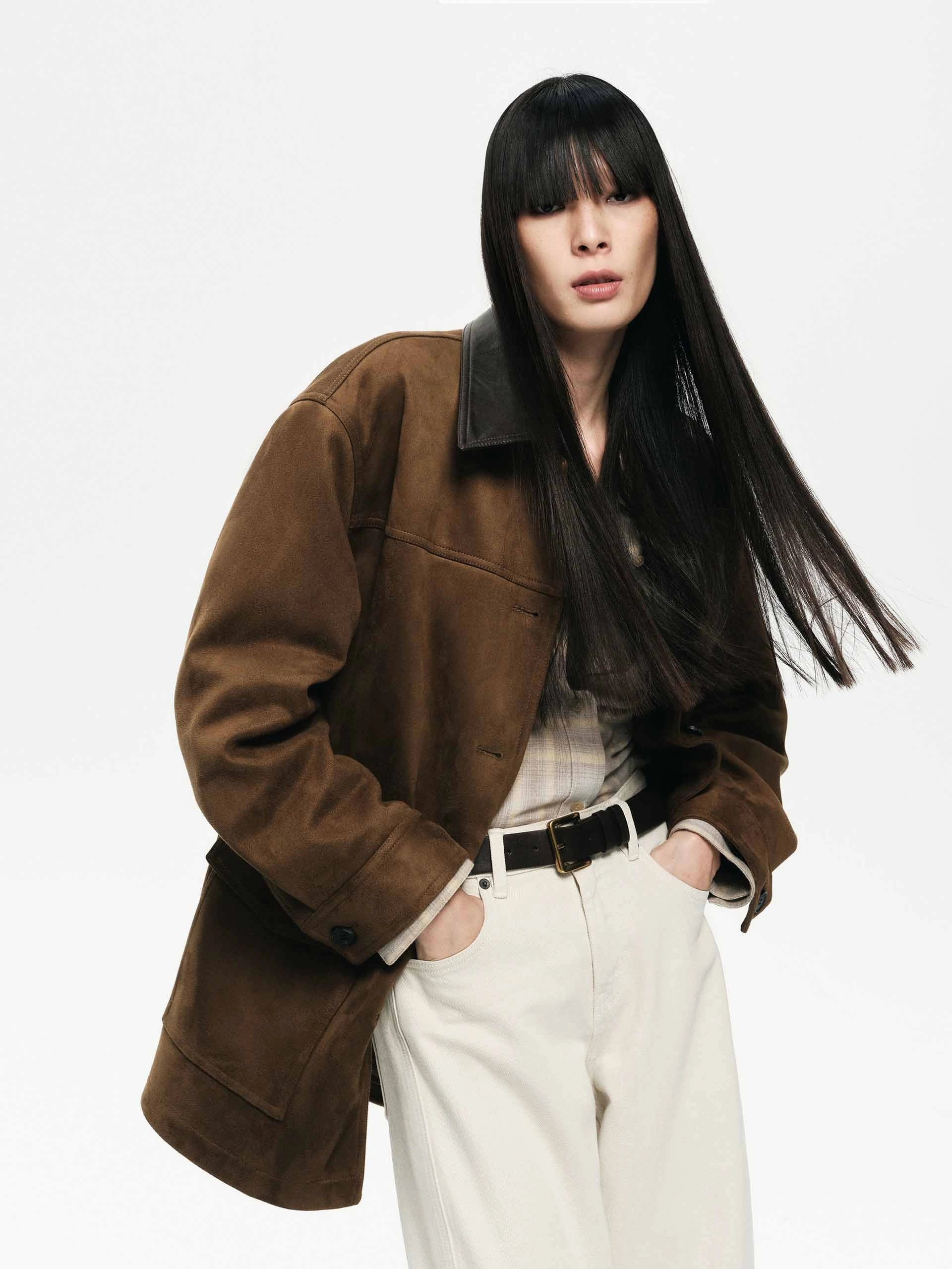 Leather Collar Down Jacket