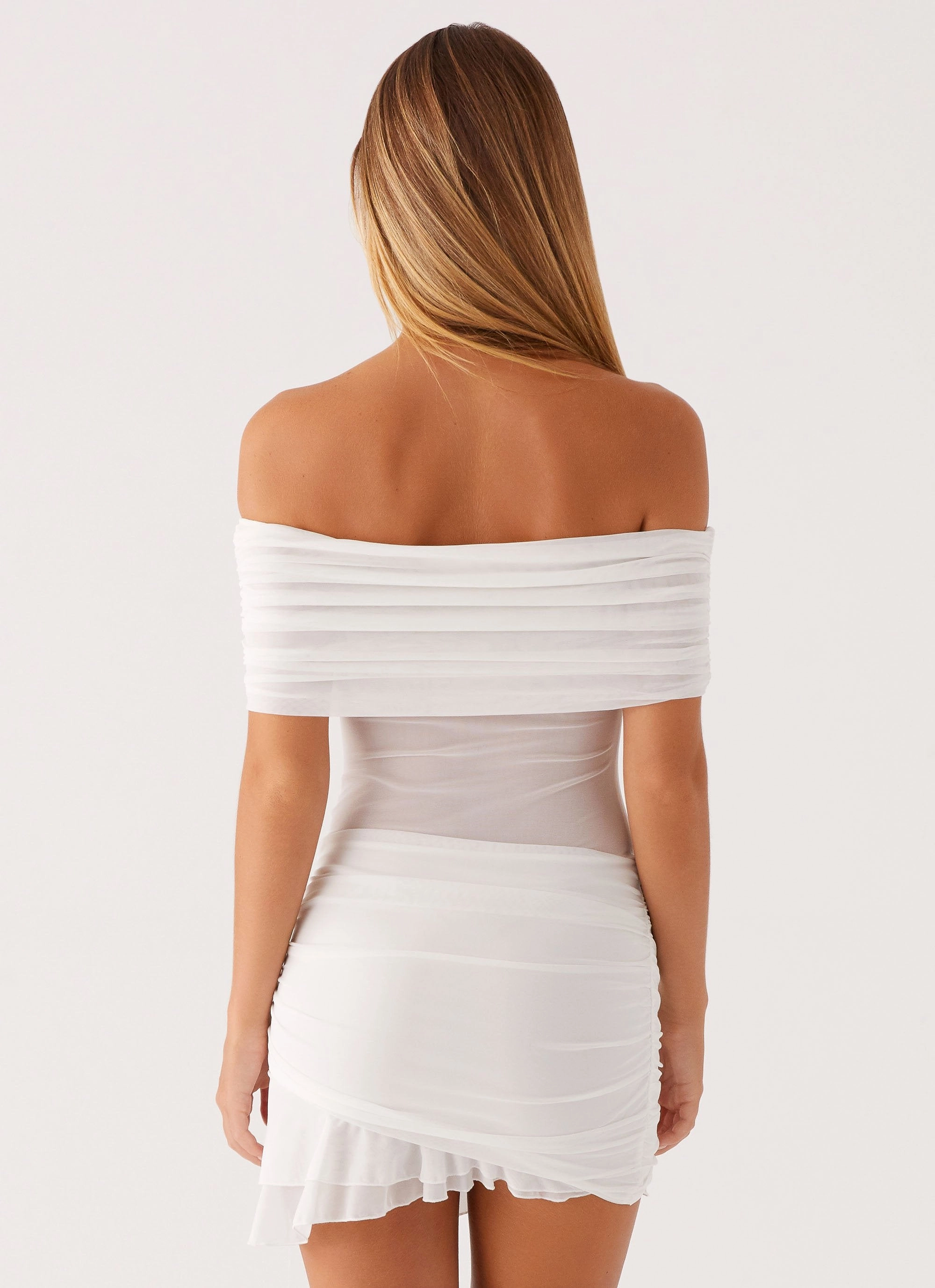 Nelly Off Shoulder Mini Dress - White Fall Silhouette Tailored Piece