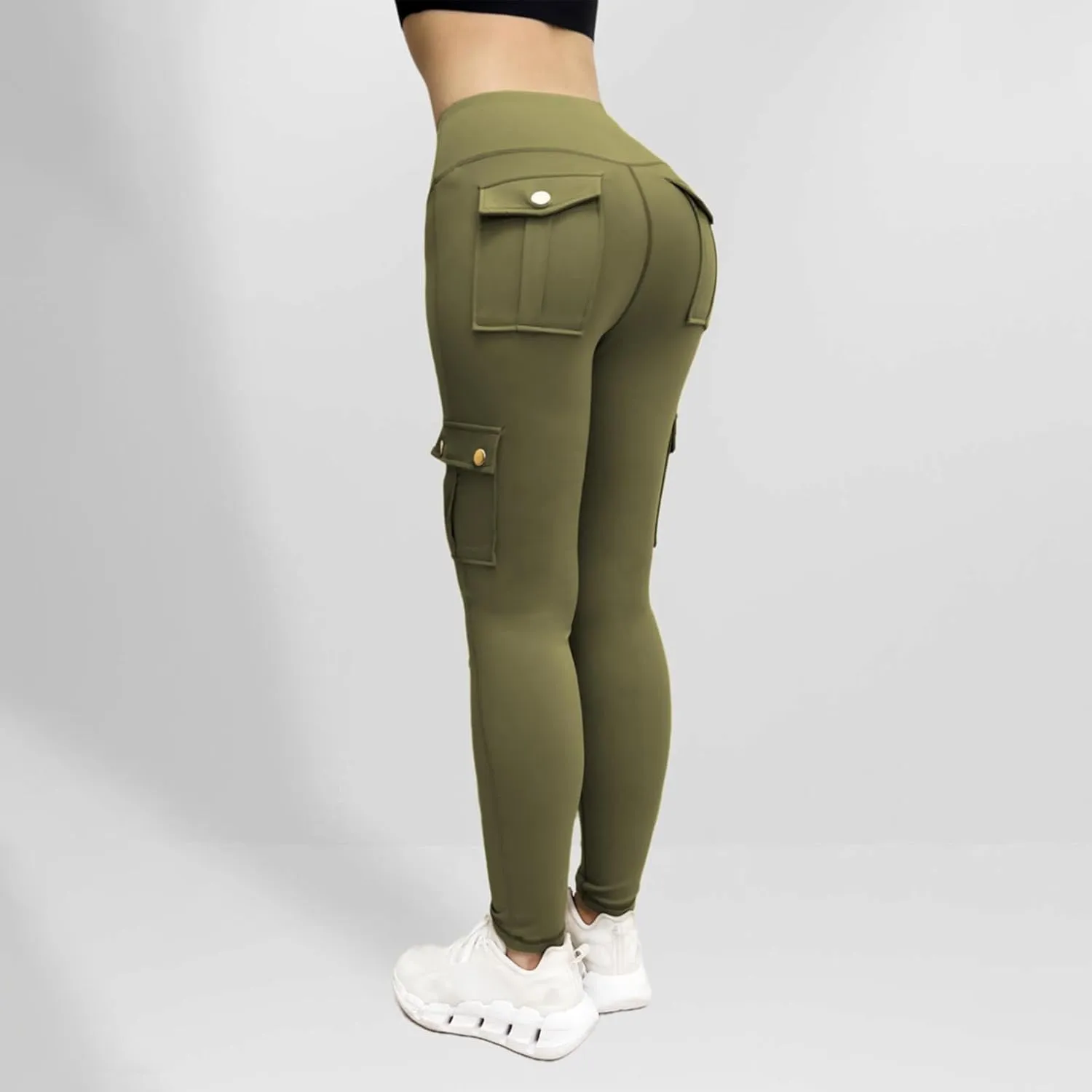 Leggings With Pockets for Women,High Waisted Cargo Pants Women,Tummy Control Butt Lifting Plus Size Workout Leggings