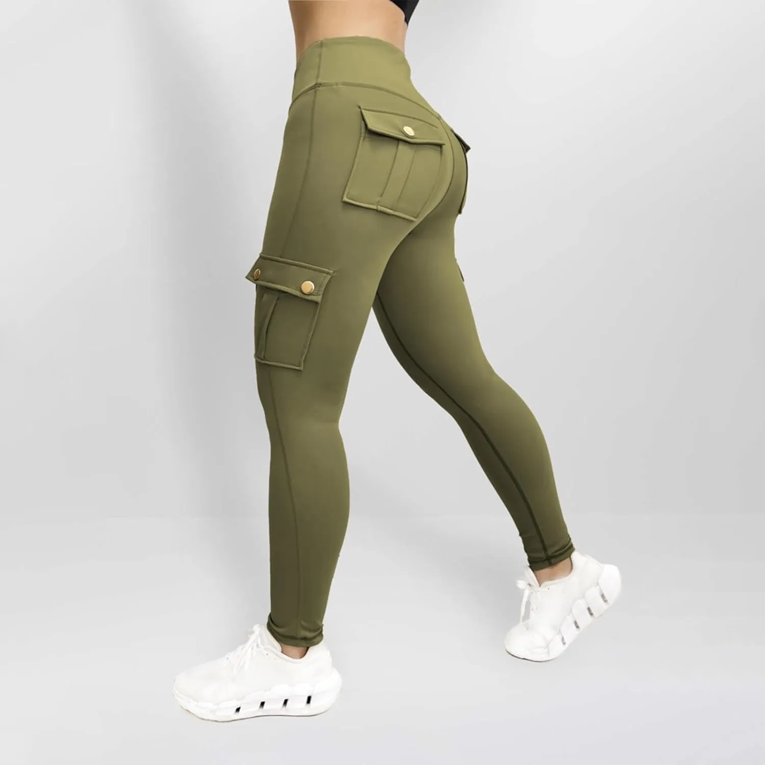 Leggings With Pockets for Women,High Waisted Cargo Pants Women,Tummy Control Butt Lifting Plus Size Workout Leggings