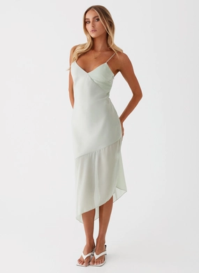Leia Midi Dress - Sage Evening Elegance Leia Midi Dress - Sage Day Ready Look Subtle Texture