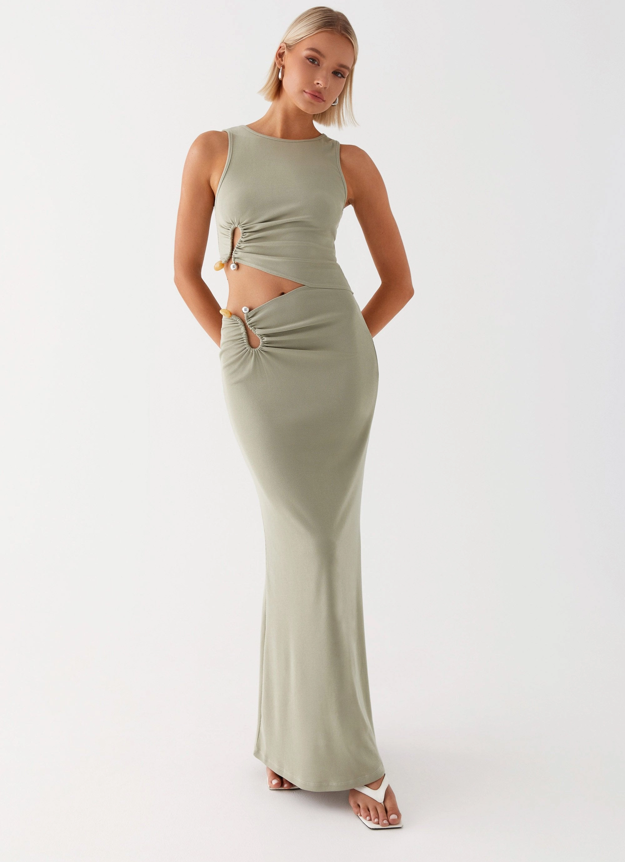 Lennox Maxi Dress - Sage Smooth Layering Chilly Weather Comfort