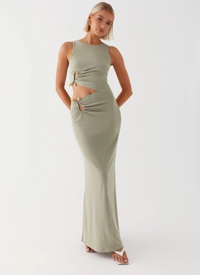Lennox Maxi Dress - Sage Smooth Layering Chilly Weather Comfort
