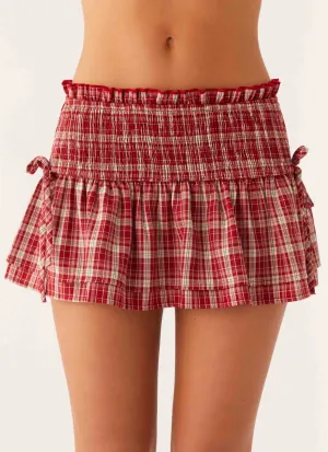 Stretchy Lenore Mini Skirt - Ruby Check