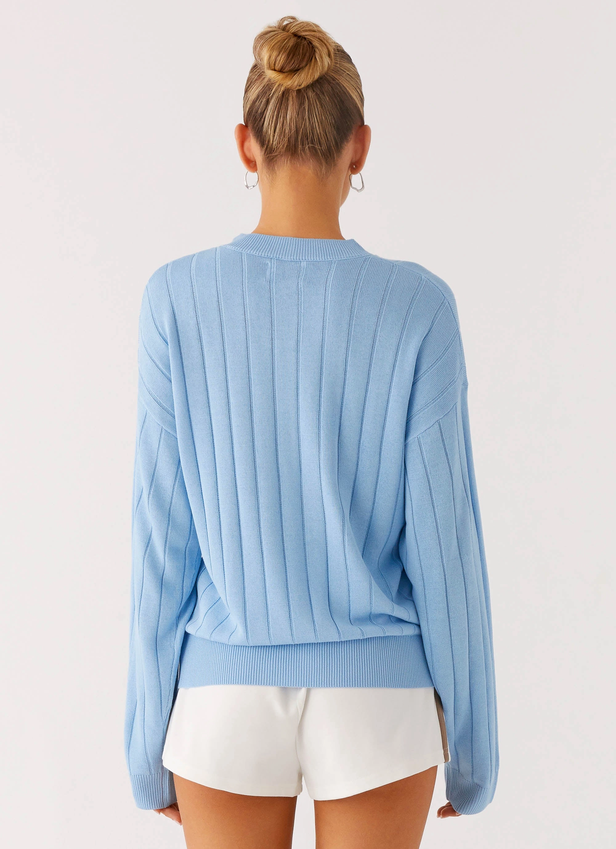 Leo Oversized Cardigan - Sky Blue RecycledPolyester AbrasionResistant Fabric