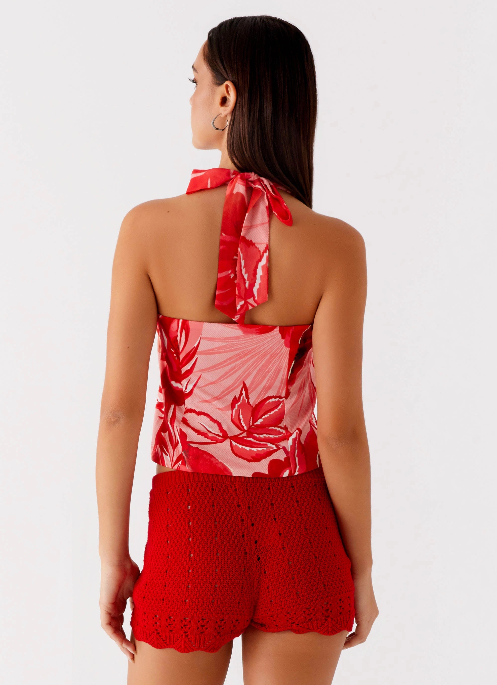 Lets Pretend Halterneck Top - Sicily Sunsets Print Easy Care Material