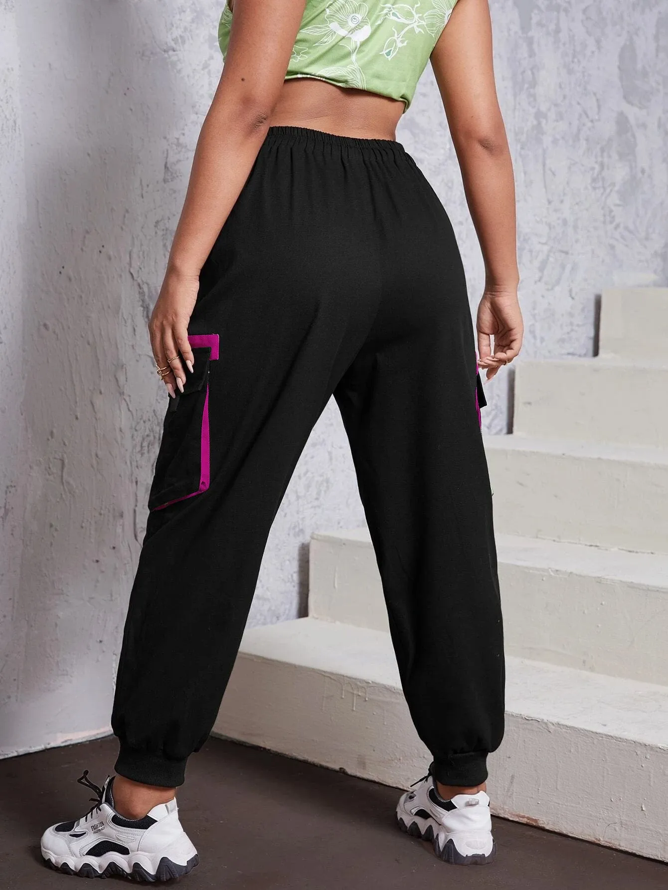 Letter Pocket Long Plus Size Pants
