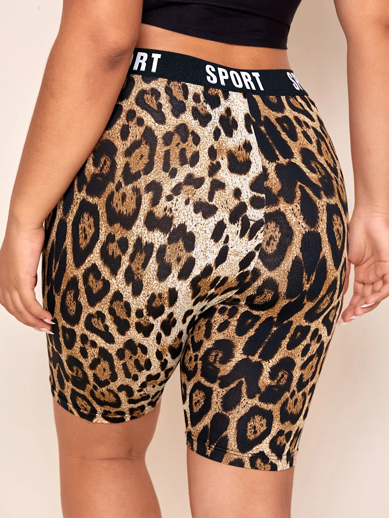Letter Tape Short Plus Size Leggings