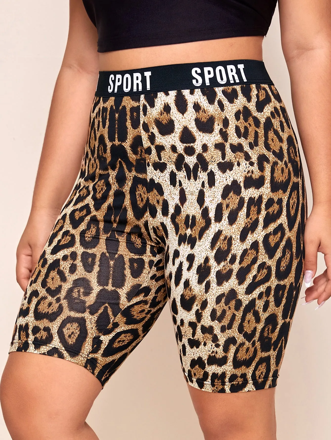 Letter Tape Short Plus Size Leggings