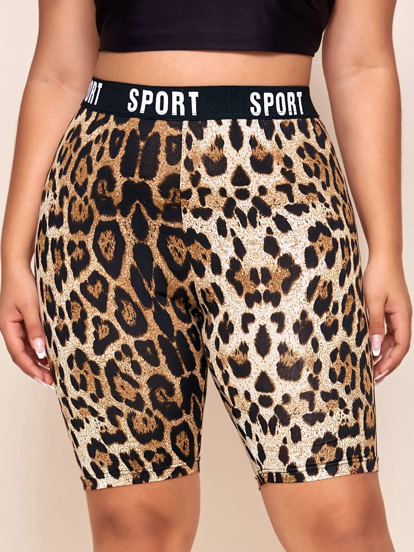 Letter Tape Short Plus Size Leggings
