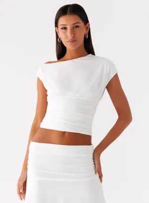 Reflective details Tension Balanced Design Liana Asymmetrical Top - White