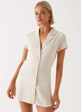 All-Purpose Comfort Russo Linen Mini Dress - Oatmeal