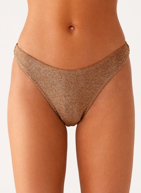Light and Soft Sun Spell Bikini Bottom - Gold Vacation Packing Sun Spell Bikini Bottom - Gold