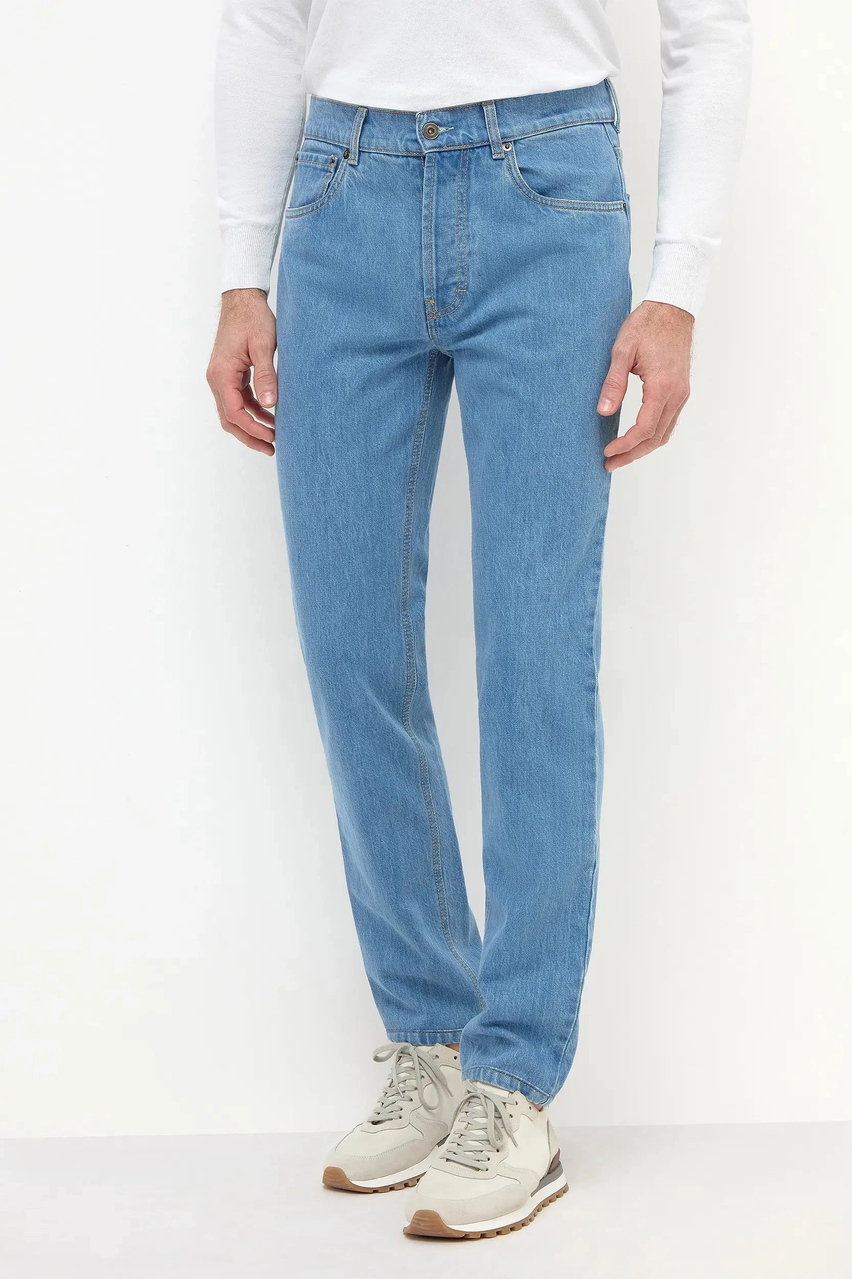 Light blue bleached jeans - Candiani cotton - Made in Italy