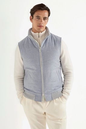 Light blue down vest in wool & cashmere ?C Made in Italy